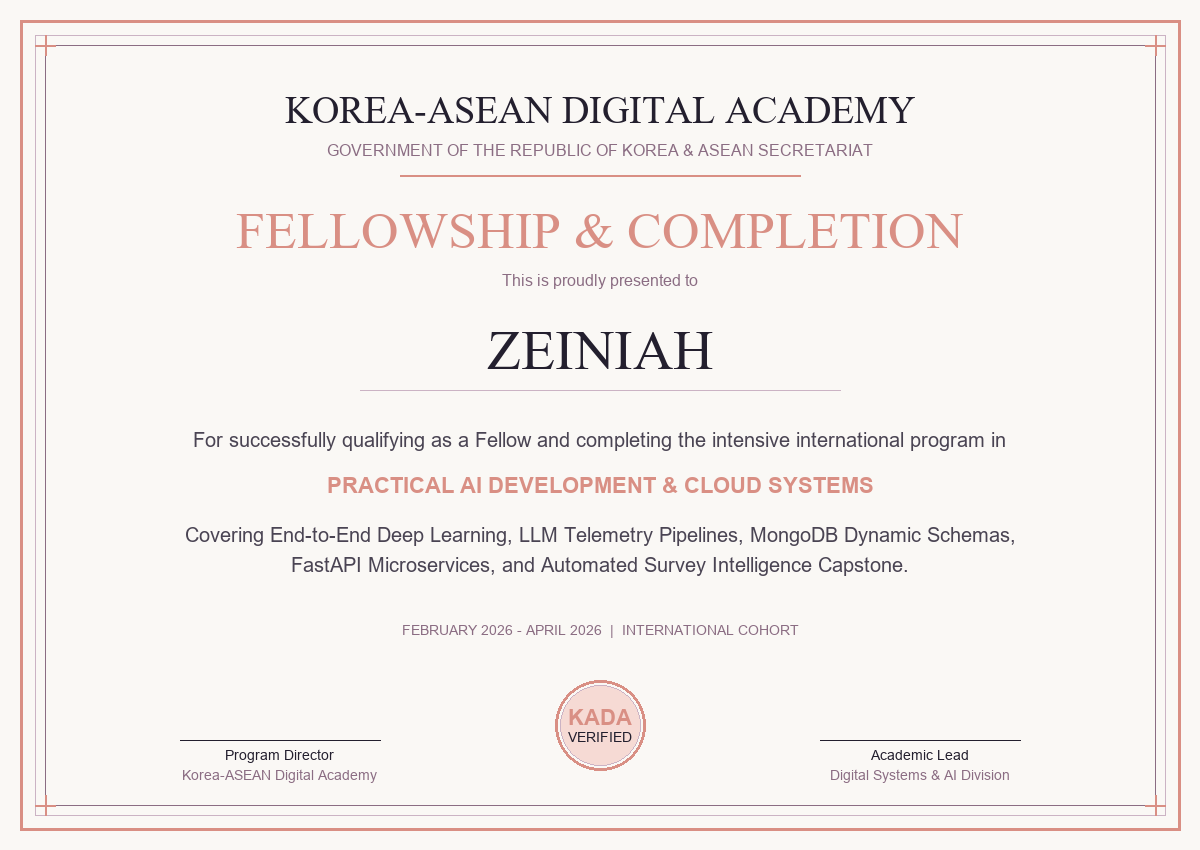 Korea-ASEAN Digital Academy certificate
